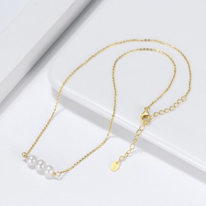 Wholesale 925 Sterling Silver Three Freshwater Pearl Bar Necklace 80500019 Wholesale 925 Sterling Silver Three Freshwater Pearl Bar Necklace 80500019