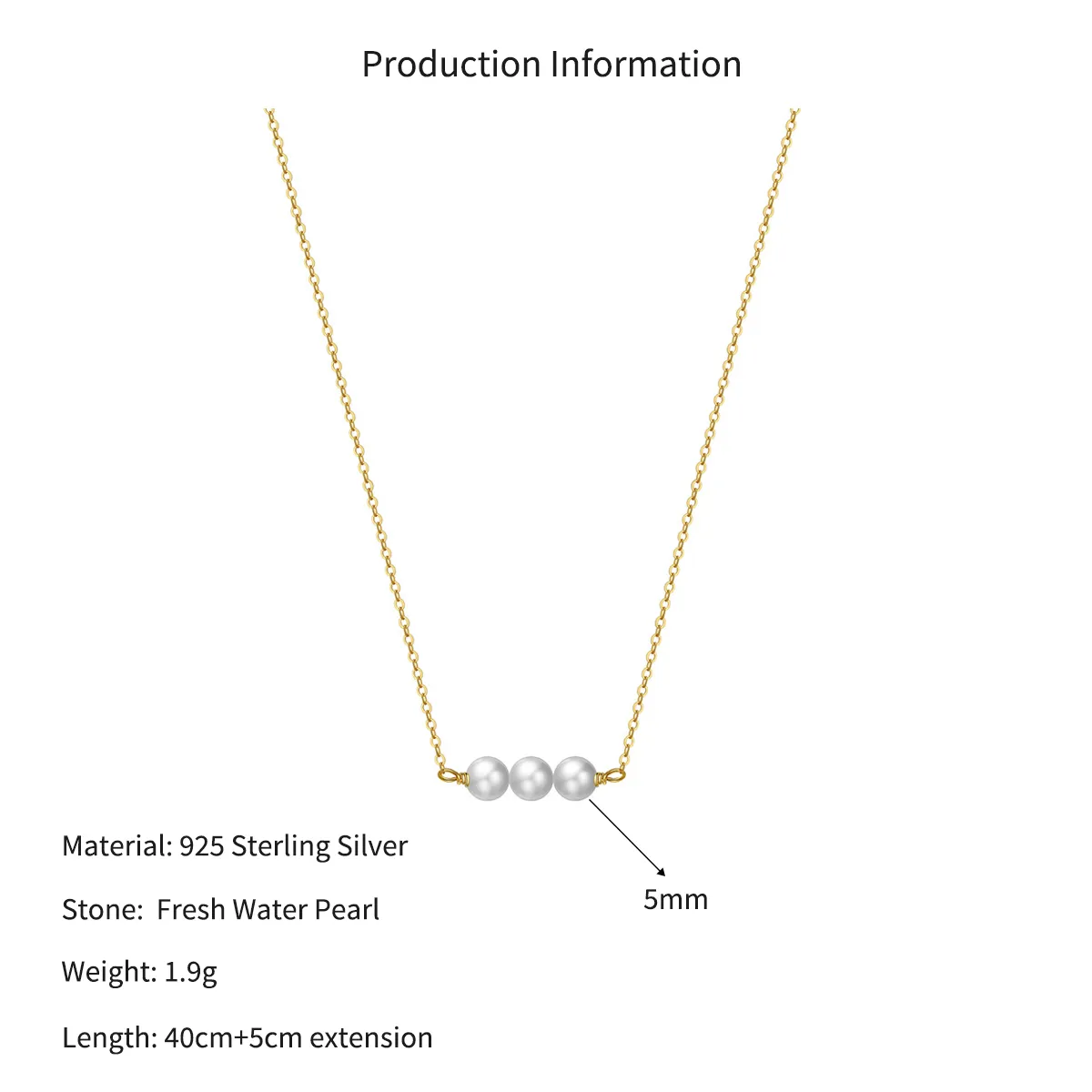 Wholesale 925 Sterling Silver Three Freshwater Pearl Bar Necklace 80500019 - image2