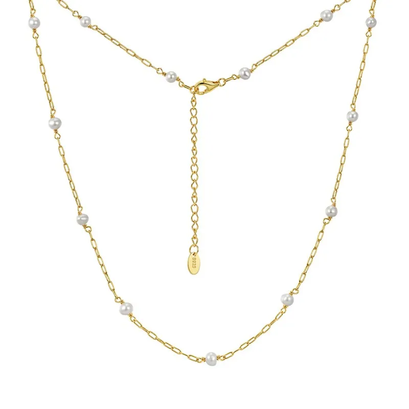 Wholesale 925 Sterling Silver Freshwater Pearl Paperclip Chain Necklace 80500020 Wholesale 925 Sterling Silver Freshwater Pearl Paperclip Chain Necklace 80500020