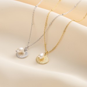 Wholesale 925 Sterling Silver Freshwater Pearl Seashell Pendant Necklace 80500022 Wholesale 925 Sterling Silver Freshwater Pearl Seashell Pendant Necklace 80500022