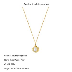 Wholesale 925 Sterling Silver Freshwater Pearl Seashell Pendant Necklace 80500022 Wholesale 925 Sterling Silver Freshwater Pearl Seashell Pendant Necklace 80500022