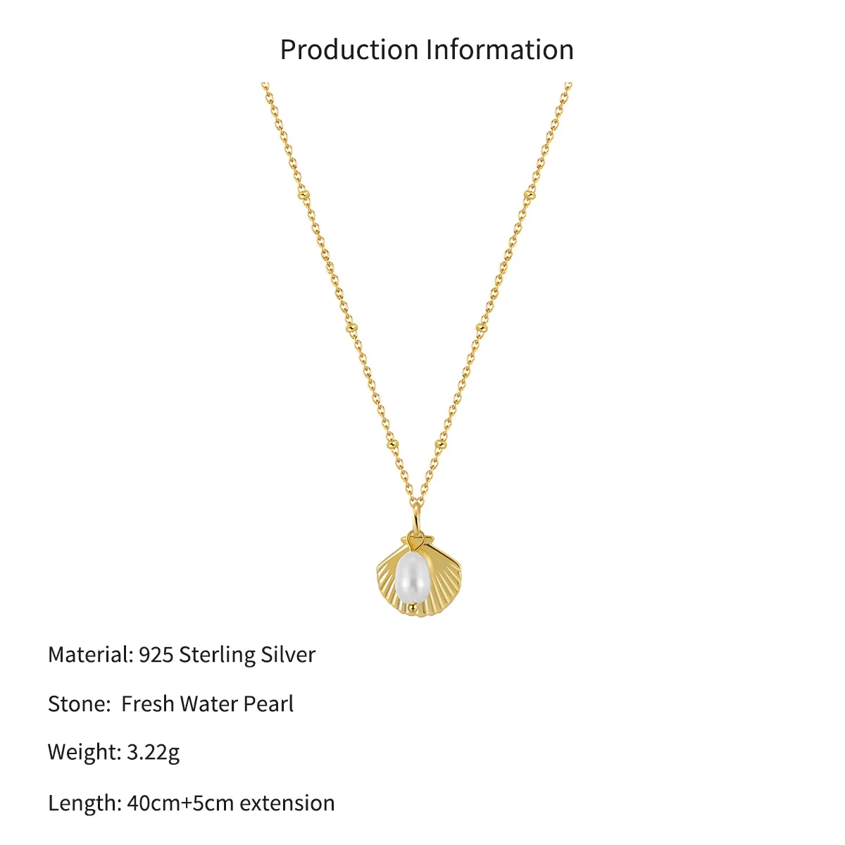 Wholesale 925 Sterling Silver Freshwater Pearl Seashell Pendant Necklace 80500022 - image2