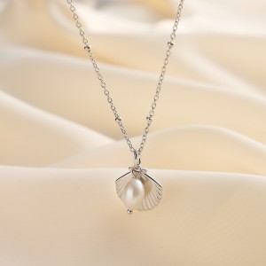 Wholesale 925 Sterling Silver Freshwater Pearl Seashell Pendant Necklace 80500022 Wholesale 925 Sterling Silver Freshwater Pearl Seashell Pendant Necklace 80500022