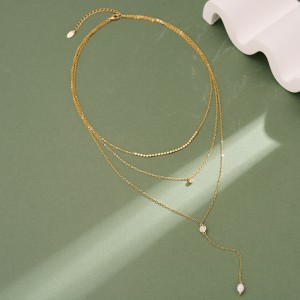 Wholesale 925 Sterling Silver Layered CZ Pearl Y Necklace 80500024 Wholesale 925 Sterling Silver Layered CZ Pearl Y Necklace 80500024