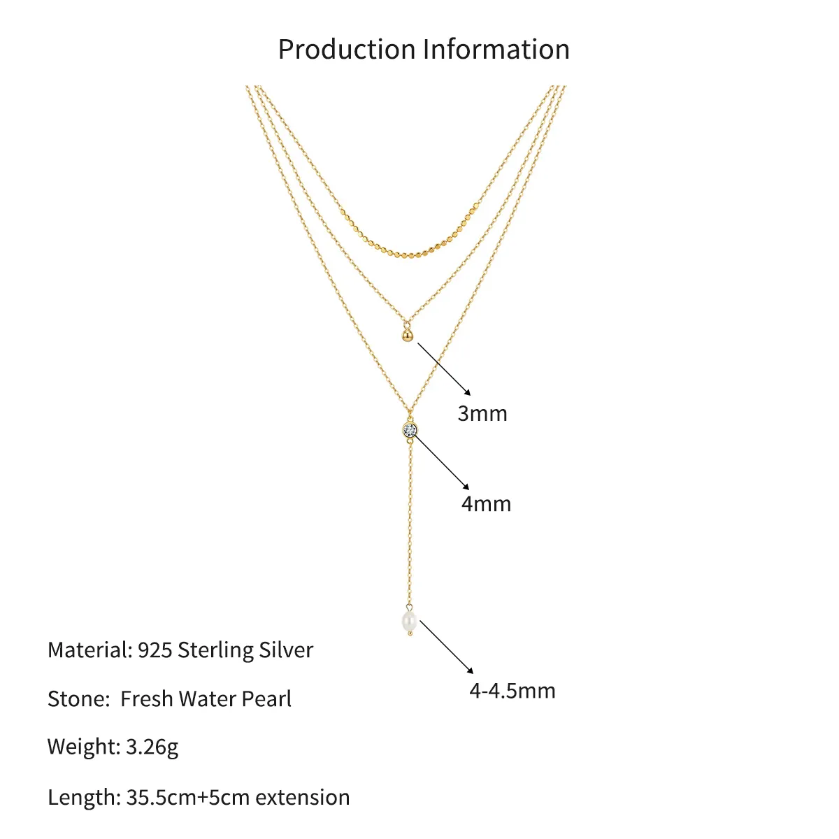 Wholesale 925 Sterling Silver Layered CZ Pearl Y Necklace 80500024 - image2