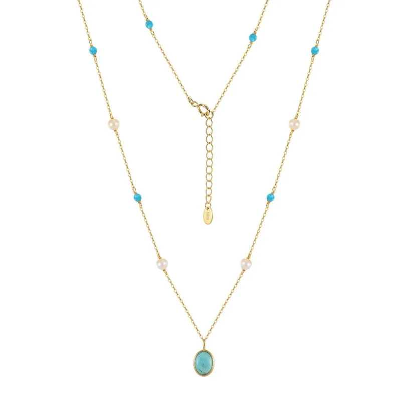 Wholesale 925 Sterling Silver Freshwater Pearl Turquoise Pendant Necklace 80500026 Wholesale 925 Sterling Silver Freshwater Pearl Turquoise Pendant Necklace 80500026