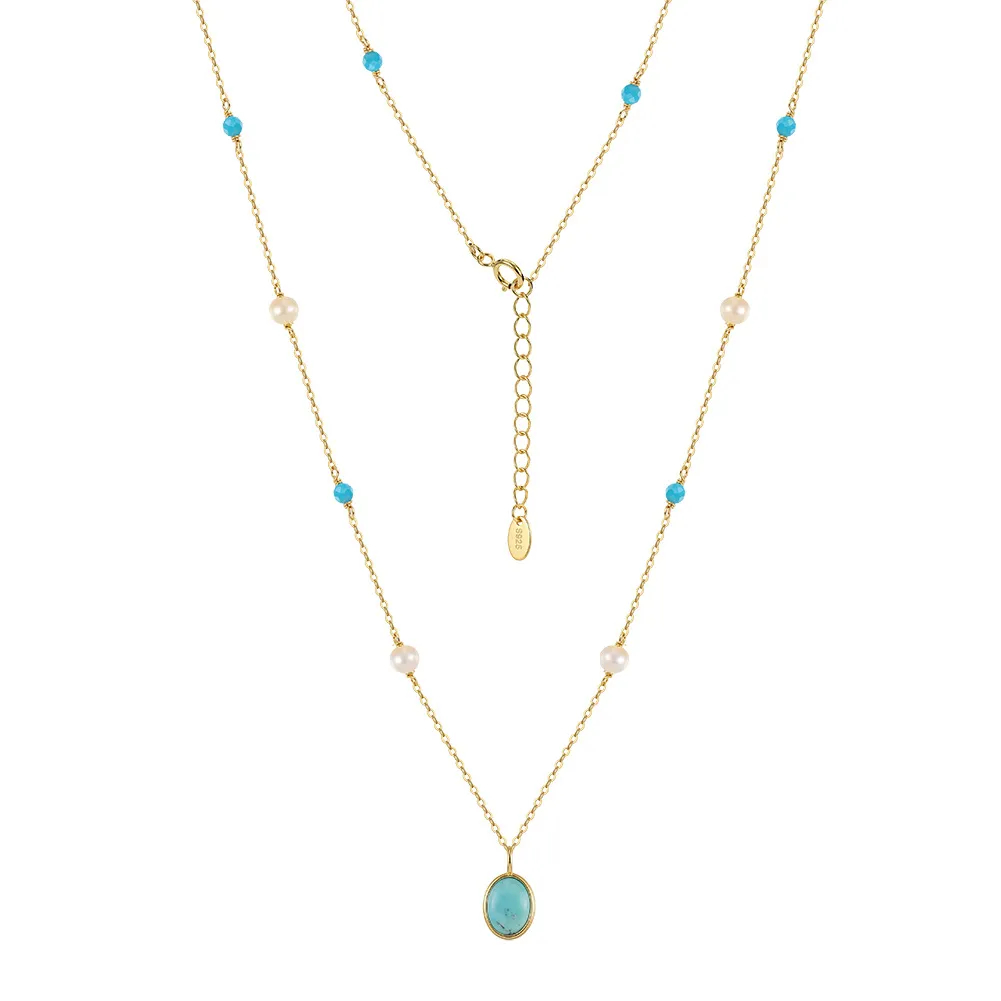 Wholesale 925 Sterling Silver Freshwater Pearl Turquoise Pendant Necklace 80500026 Wholesale 925 Sterling Silver Freshwater Pearl Turquoise Pendant Necklace 80500026