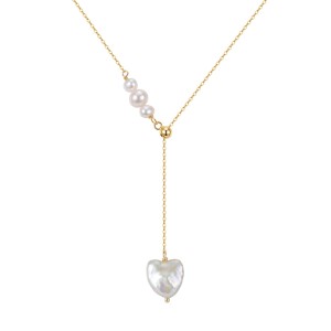 Wholesale 925 Sterling Silver Freshwater Pearl Heart Pendant Y Necklace 80500028 Wholesale 925 Sterling Silver Freshwater Pearl Heart Pendant Y Necklace 80500028