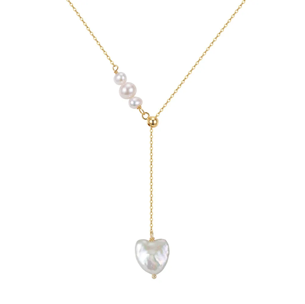 Wholesale 925 Sterling Silver Freshwater Pearl Heart Pendant Y Necklace 80500028 Wholesale 925 Sterling Silver Freshwater Pearl Heart Pendant Y Necklace 80500028