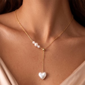 Wholesale 925 Sterling Silver Freshwater Pearl Heart Pendant Y Necklace 80500028 Wholesale 925 Sterling Silver Freshwater Pearl Heart Pendant Y Necklace 80500028