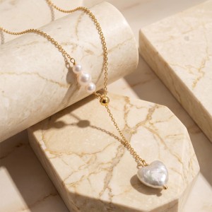 Wholesale 925 Sterling Silver Freshwater Pearl Heart Pendant Y Necklace 80500028 Wholesale 925 Sterling Silver Freshwater Pearl Heart Pendant Y Necklace 80500028