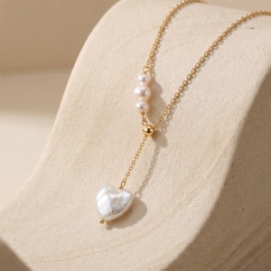 Wholesale 925 Sterling Silver Freshwater Pearl Heart Pendant Y Necklace 80500028 Wholesale 925 Sterling Silver Freshwater Pearl Heart Pendant Y Necklace 80500028