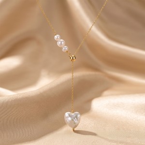 Wholesale 925 Sterling Silver Freshwater Pearl Heart Pendant Y Necklace 80500028 Wholesale 925 Sterling Silver Freshwater Pearl Heart Pendant Y Necklace 80500028