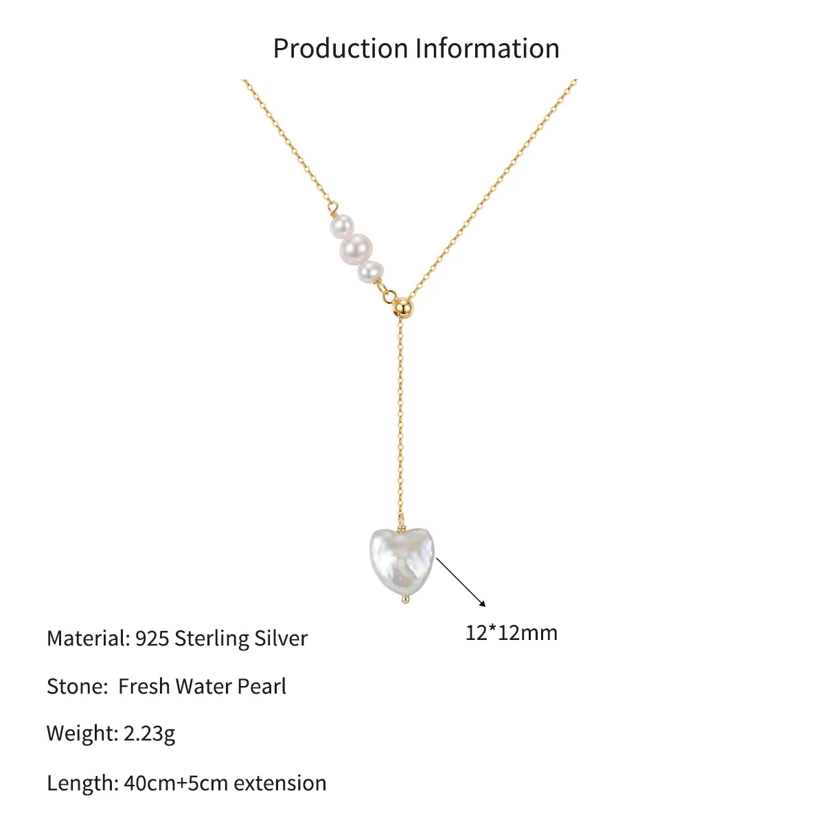 Wholesale 925 Sterling Silver Freshwater Pearl Heart Pendant Y Necklace 80500028 - image2