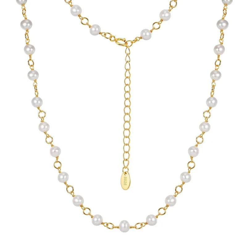 Wholesale 925 Sterling Silver Freshwater Pearl Station Chain Necklace 80500029 Wholesale 925 Sterling Silver Freshwater Pearl Station Chain Necklace 80500029