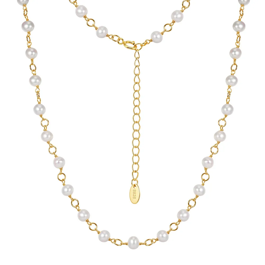 Wholesale 925 Sterling Silver Freshwater Pearl Station Chain Necklace 80500029 Wholesale 925 Sterling Silver Freshwater Pearl Station Chain Necklace 80500029