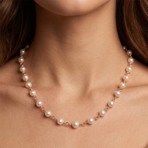Wholesale 925 Sterling Silver Freshwater Pearl Station Chain Necklace 80500029 Wholesale 925 Sterling Silver Freshwater Pearl Station Chain Necklace 80500029