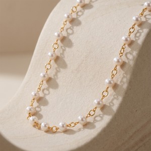 Wholesale 925 Sterling Silver Freshwater Pearl Station Chain Necklace 80500029 Wholesale 925 Sterling Silver Freshwater Pearl Station Chain Necklace 80500029