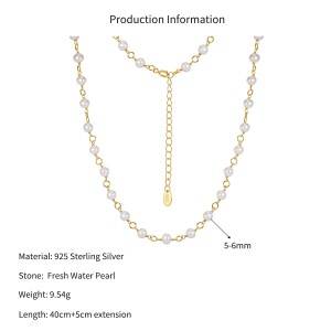 Wholesale 925 Sterling Silver Freshwater Pearl Station Chain Necklace 80500029 Wholesale 925 Sterling Silver Freshwater Pearl Station Chain Necklace 80500029