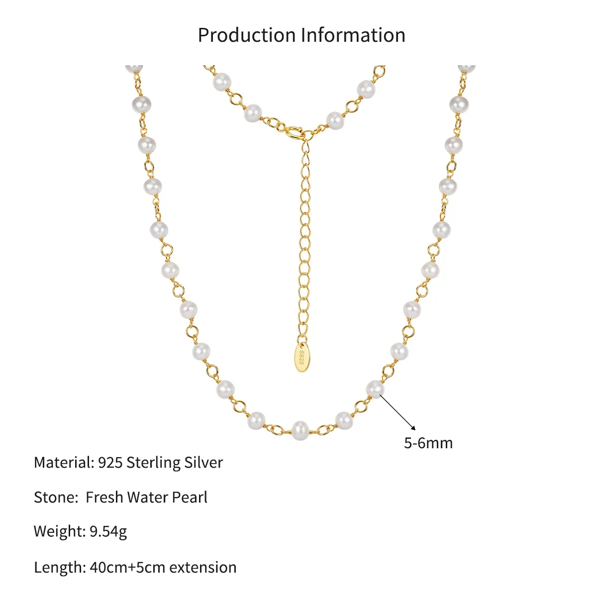 Wholesale 925 Sterling Silver Freshwater Pearl Station Chain Necklace 80500029 - image2