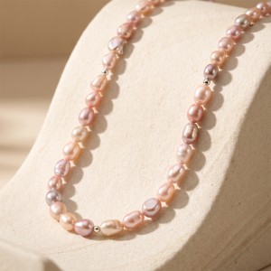 Wholesale 925 Sterling Silver Pink Purple White Freshwater Pearl Color Block Necklace 80500030 Wholesale 925 Sterling Silver Pink Purple White Freshwater Pearl Color Block Necklace 80500030