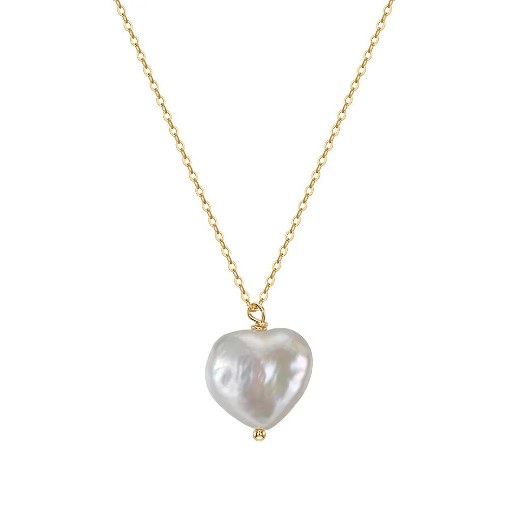 Wholesale 925 Sterling Silver Natural Heart Baroque Pearl Pendant Necklace 80500031 Wholesale 925 Sterling Silver Natural Heart Baroque Pearl Pendant Necklace 80500031