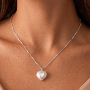 Wholesale 925 Sterling Silver Natural Heart Baroque Pearl Pendant Necklace 80500031 Wholesale 925 Sterling Silver Natural Heart Baroque Pearl Pendant Necklace 80500031