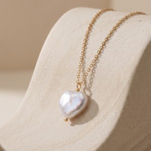 Wholesale 925 Sterling Silver Natural Heart Baroque Pearl Pendant Necklace 80500031 Wholesale 925 Sterling Silver Natural Heart Baroque Pearl Pendant Necklace 80500031