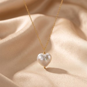 Wholesale 925 Sterling Silver Natural Heart Baroque Pearl Pendant Necklace 80500031 Wholesale 925 Sterling Silver Natural Heart Baroque Pearl Pendant Necklace 80500031