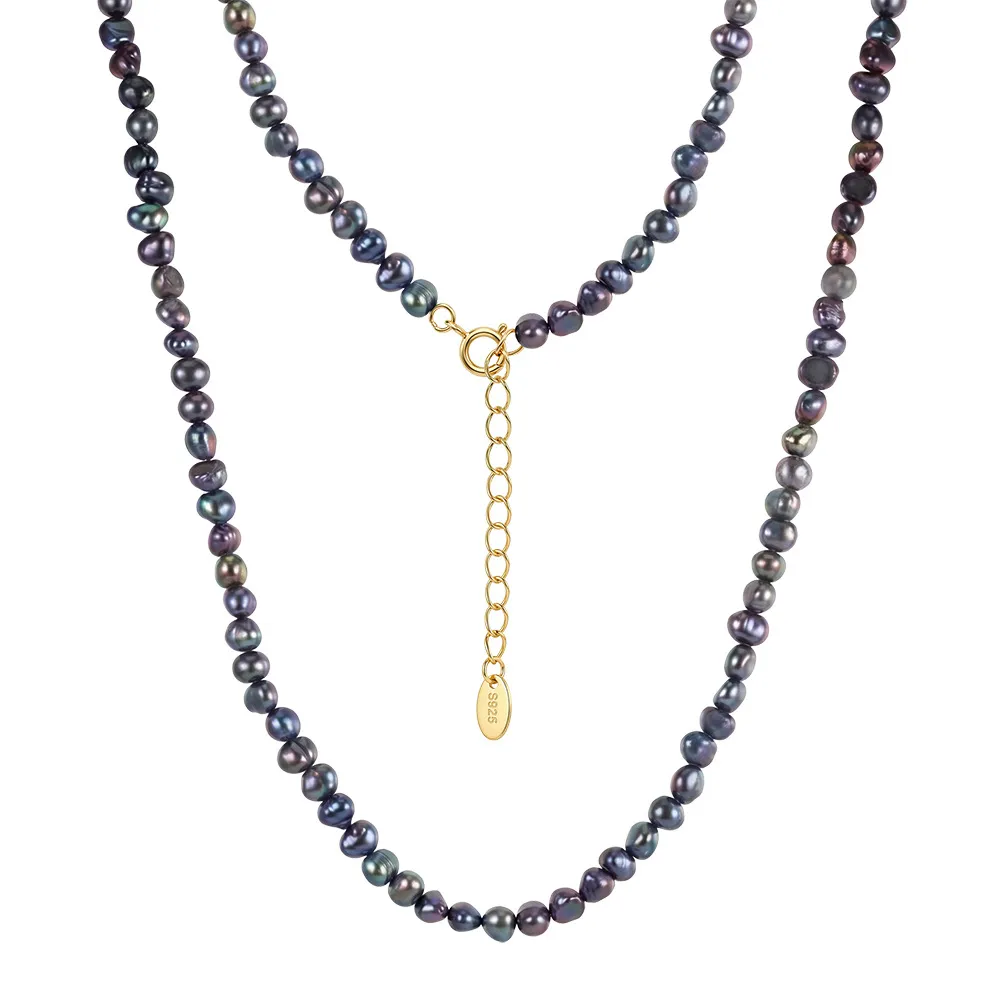 Wholesale 925 Sterling Silver Natural Black Freshwater Baroque Pearl Necklace 80500032 Wholesale 925 Sterling Silver Natural Black Freshwater Baroque Pearl Necklace 80500032