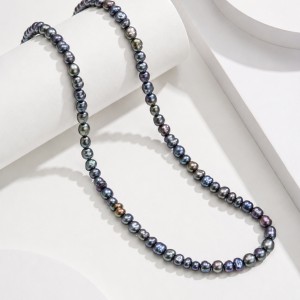 Wholesale 925 Sterling Silver Natural Black Freshwater Baroque Pearl Necklace 80500032 Wholesale 925 Sterling Silver Natural Black Freshwater Baroque Pearl Necklace 80500032