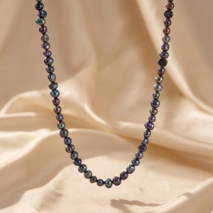 Wholesale 925 Sterling Silver Natural Black Freshwater Baroque Pearl Necklace 80500032 Wholesale 925 Sterling Silver Natural Black Freshwater Baroque Pearl Necklace 80500032