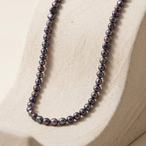 Wholesale 925 Sterling Silver Natural Black Freshwater Baroque Pearl Necklace 80500032 Wholesale 925 Sterling Silver Natural Black Freshwater Baroque Pearl Necklace 80500032