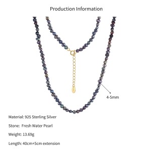 Wholesale 925 Sterling Silver Natural Black Freshwater Baroque Pearl Necklace 80500032 Wholesale 925 Sterling Silver Natural Black Freshwater Baroque Pearl Necklace 80500032