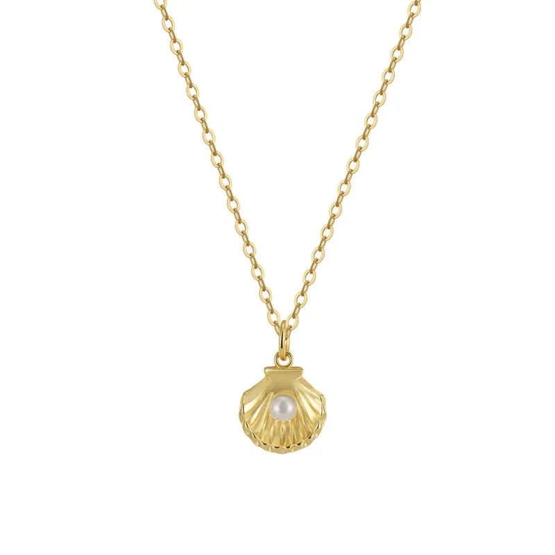 Wholesale 925 Sterling Silver Pearl Shell Pendant Necklace 80500033