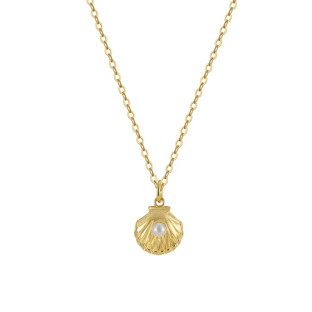 Wholesale 925 Sterling Silver Pearl Shell Pendant Necklace 80500033
