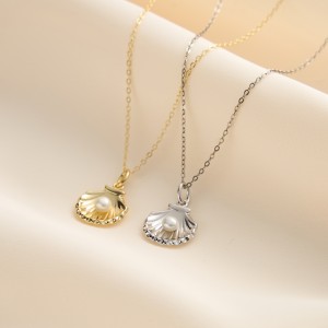 Wholesale 925 Sterling Silver Pearl Shell Pendant Necklace 80500033