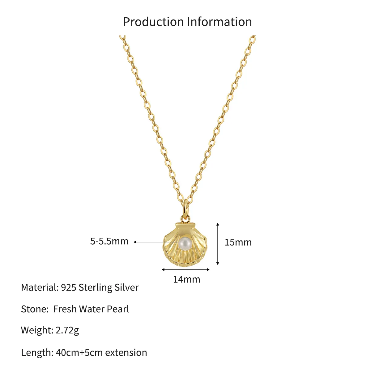 Wholesale 925 Sterling Silver Pearl Shell Pendant Necklace 80500033 - image2