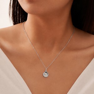 Wholesale 925 Sterling Silver Pearl Shell Pendant Necklace 80500033
