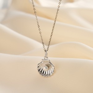 Wholesale 925 Sterling Silver Pearl Shell Pendant Necklace 80500033