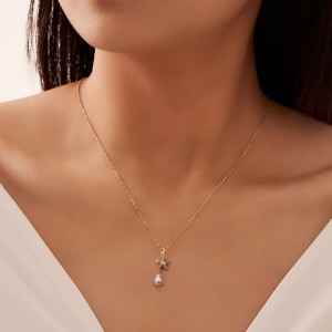 Wholesale 925 Sterling Silver CZ Starfish Freshwater Pearl Pendant Necklace 80500035 Wholesale 925 Sterling Silver CZ Starfish Freshwater Pearl Pendant Necklace 80500035