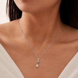 Wholesale 925 Sterling Silver CZ Starfish Freshwater Pearl Pendant Necklace 80500035 Wholesale 925 Sterling Silver CZ Starfish Freshwater Pearl Pendant Necklace 80500035