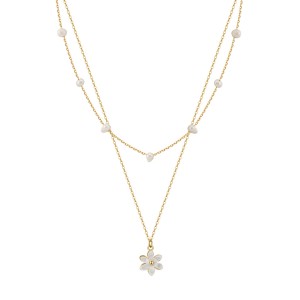 Wholesale 925 Sterling Silver Double Layer Freshwater Pearl Flower Pendant Necklace 80500036 Wholesale 925 Sterling Silver Double Layer Freshwater Pearl Flower Pendant Necklace 80500036