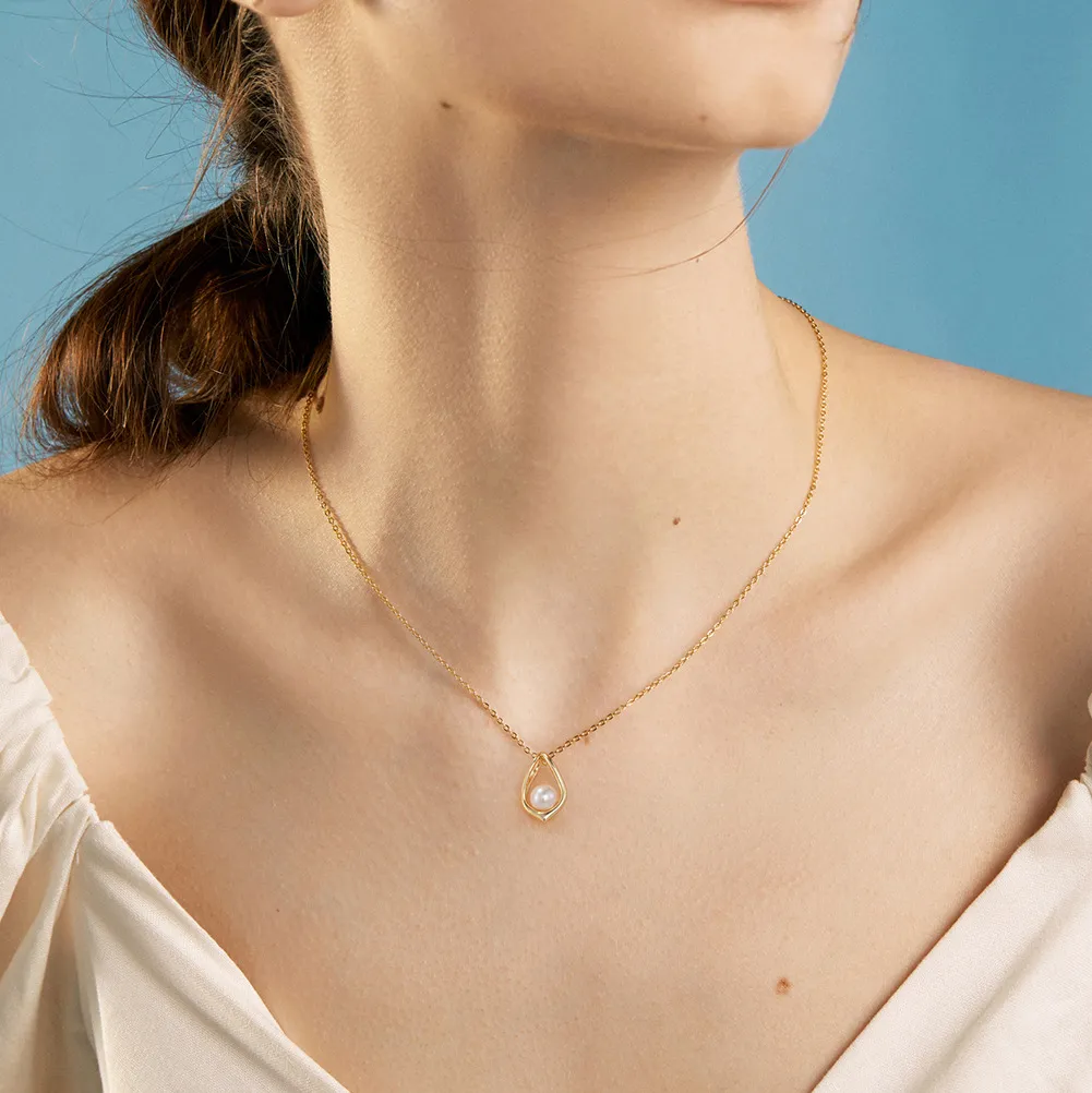 Wholesale 925 Sterling Silver Natural Freshwater Pearl Pendant Necklace 80500038 - image1