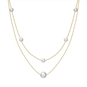 Wholesale 925 Sterling Silver Natural Freshwater Pearl Double Layer Necklace 80500040 Wholesale 925 Sterling Silver Natural Freshwater Pearl Double Layer Necklace 80500040