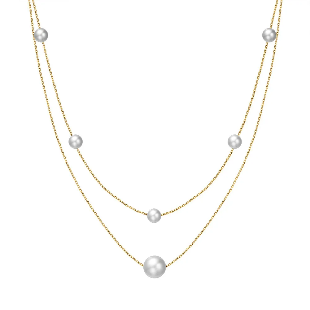 Wholesale 925 Sterling Silver Natural Freshwater Pearl Double Layer Necklace 80500040 Wholesale 925 Sterling Silver Natural Freshwater Pearl Double Layer Necklace 80500040