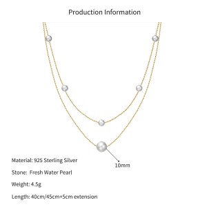 Wholesale 925 Sterling Silver Natural Freshwater Pearl Double Layer Necklace 80500040 Wholesale 925 Sterling Silver Natural Freshwater Pearl Double Layer Necklace 80500040