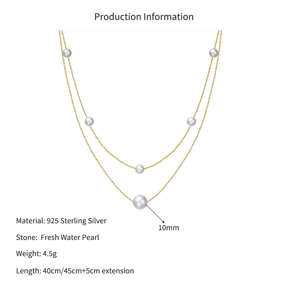 Wholesale 925 Sterling Silver Natural Freshwater Pearl Double Layer Necklace 80500040 - image2