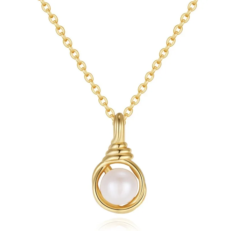 Wholesale 925 Sterling Silver Natural Freshwater Pearl Heart Pendant Necklace 80500041