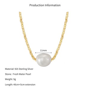 Wholesale 925 Sterling Silver Baroque Freshwater Pearl Nugget Bead Necklace 80500043 Wholesale 925 Sterling Silver Baroque Freshwater Pearl Nugget Bead Necklace 80500043